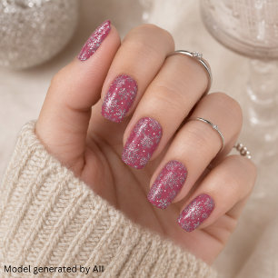 Chic Burgundy Christmas w/ Elegant Snowflakes Minx Nail Art