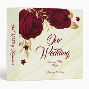 chic burgundy floral gold marble photo album 3 ring binder