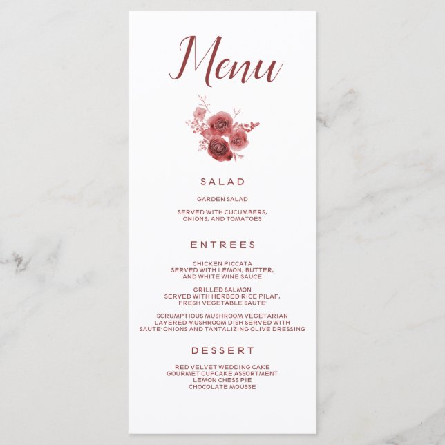 Chic Burgundy Floral Menu (Front)