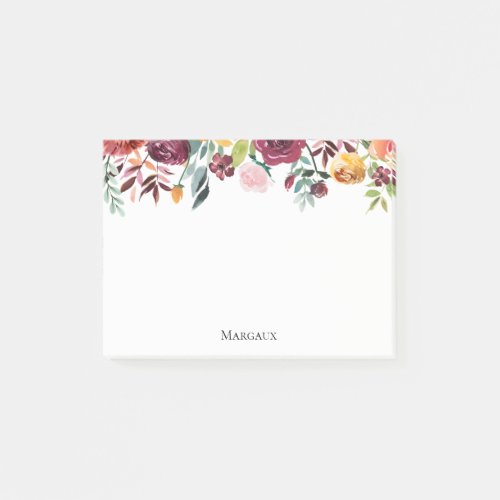 Chic Burgundy Floral Personalized Notes