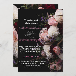  Chic burgundy floral   Wedding Invitation