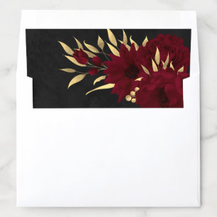 chic burgundy flowers gold leaves botanical envelope liner