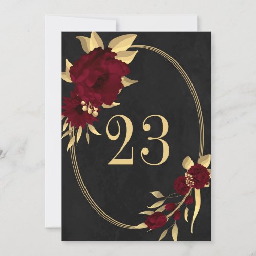 Chic burgundy  gold black geometric table number