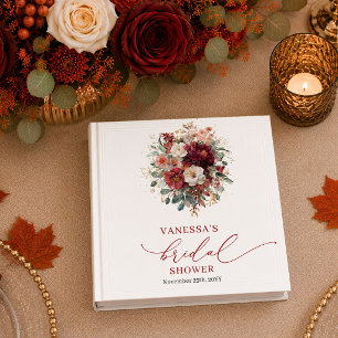 Chic Burgundy Gold eucalyptus greenery autumn 3 Ring Binder