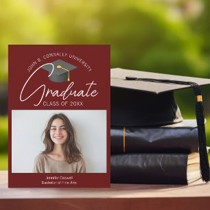 Chic Burgundy Graduate Photo 2025 Graduation Announcement