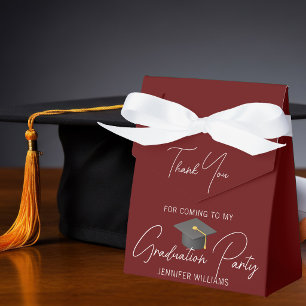Chic Burgundy Graduation Party Thank You Favor Boxes