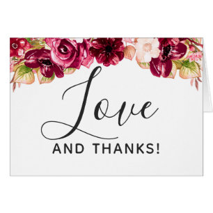 Chic Burgundy Green & Blush Pink Thank You Photo Cards