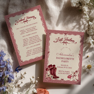 Chic Burgundy Last Hoedown Bachelorette Invitation