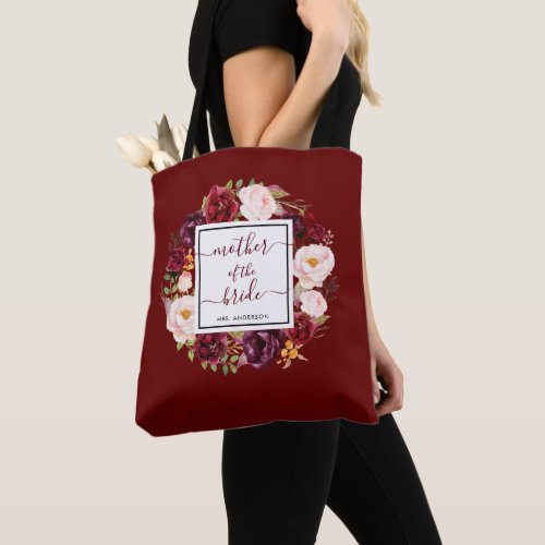 Chic Burgundy Marsala Mother of the Bride Wedding Tote Bag