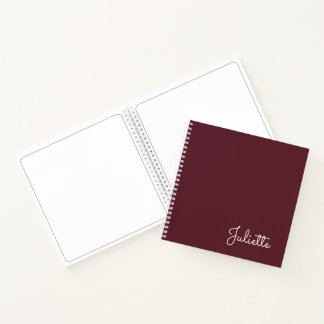 Chic Burgundy Personalized Script Name Spiral Notebook