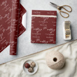 Chic Burgundy Personalized Typography Wedding Wrapping Paper<br><div class="desc">Simply chic and stylish,  our minimalist winter wedding collection features elegant cursive typography for your modern event. Impress your bridal party and guests with this bold evening wedding wrapping paper with personalized white script on a beautiful burgundy background.</div>