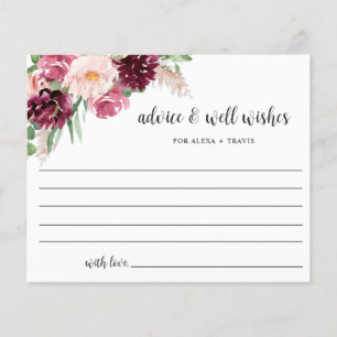 Chic Burgundy Pink Blush Advice, Well Wishes Card