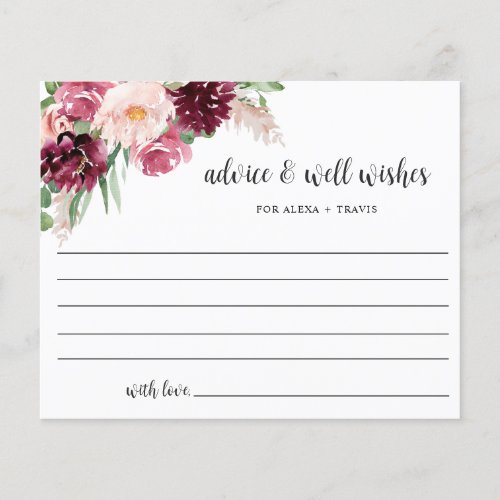 Chic Burgundy Pink Blush Advice Well Wishes Card