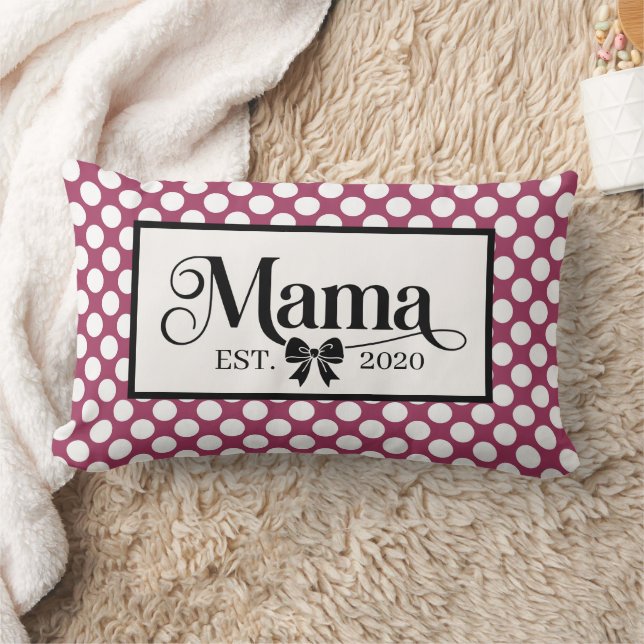 Chic Burgundy Polka Dot Custom Mama Lumbar Pillow (Blanket)