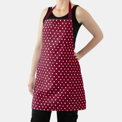 Chic Burgundy Polka Dot Pattern Apron