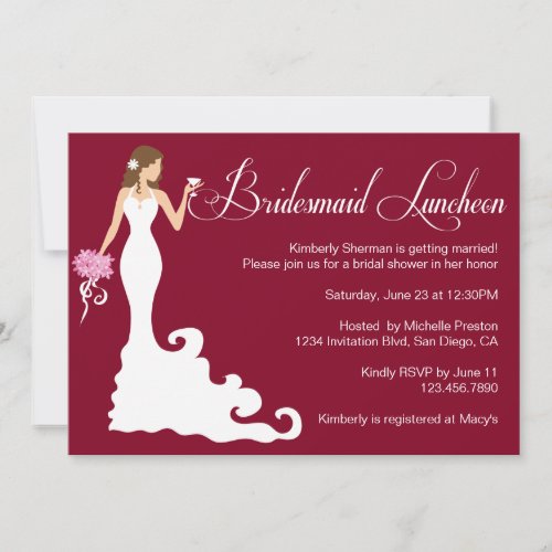 Chic Burgundy Posh Bridesmaid Luncheon Custom Announcements