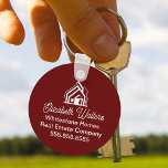 Chic Burgundy Real Estate Company Custom Realtor Keychain<br><div class="desc">This professional realtor keychain is custom made with your real estate company name under the modern cursive script and house image. These chic minimalist burgundy realty business promotional items feature a house logo image for home builder or realty agent company marketing.</div>