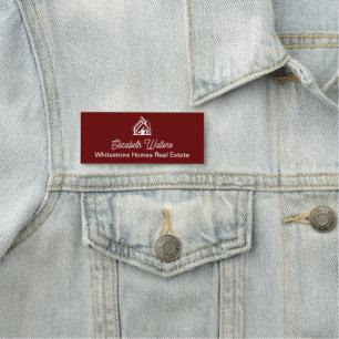 Chic Burgundy Real Estate Company Custom Realtor Name Tag