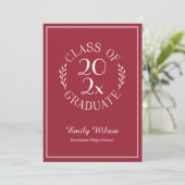 Chic Burgundy Red Class Of 2024 Graduation Party Invitation (Standing Front)