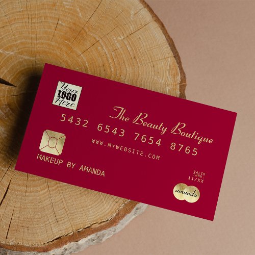 Chic Burgundy Red Gold Luxury Credit Card Logo