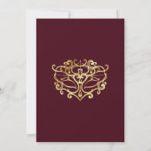 Chic Burgundy Red & Gold Masquerade Sweet 16 Party Invitation (Back)