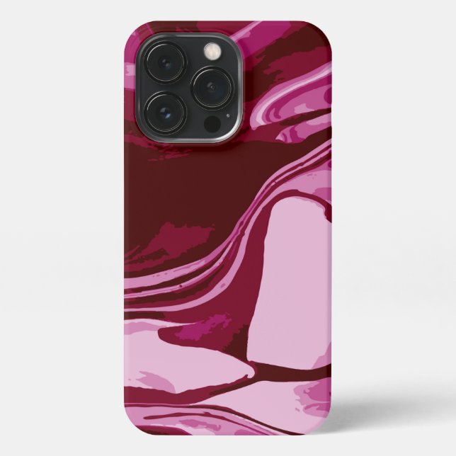 Chic Burgundy Red Pink Marble Abstract  iPhone Case (Back)