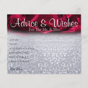 Chic Burgundy Velvet Wedding Advice Wishes Cards