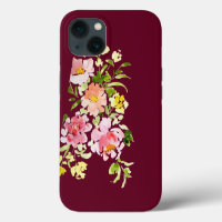 Chic burgundy watercolor floral flowers stylish