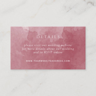 Chic Burgundy Watercolor Wedding Details Website E Enclosure Card