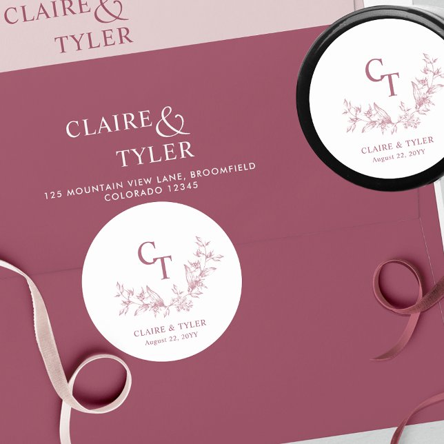 Chic Burgundy Wedding Envelope Seal / Favor (Creator Uploaded)