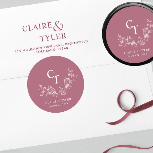 Chic Burgundy Wedding Envelope Seal  Favor
