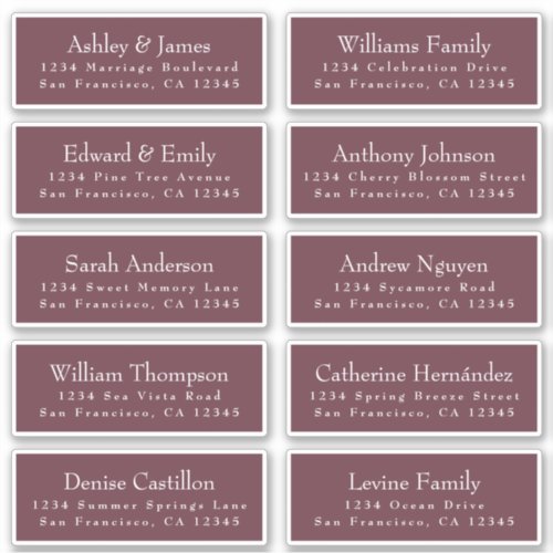 Chic Burgundy Wedding Guest Address Labels