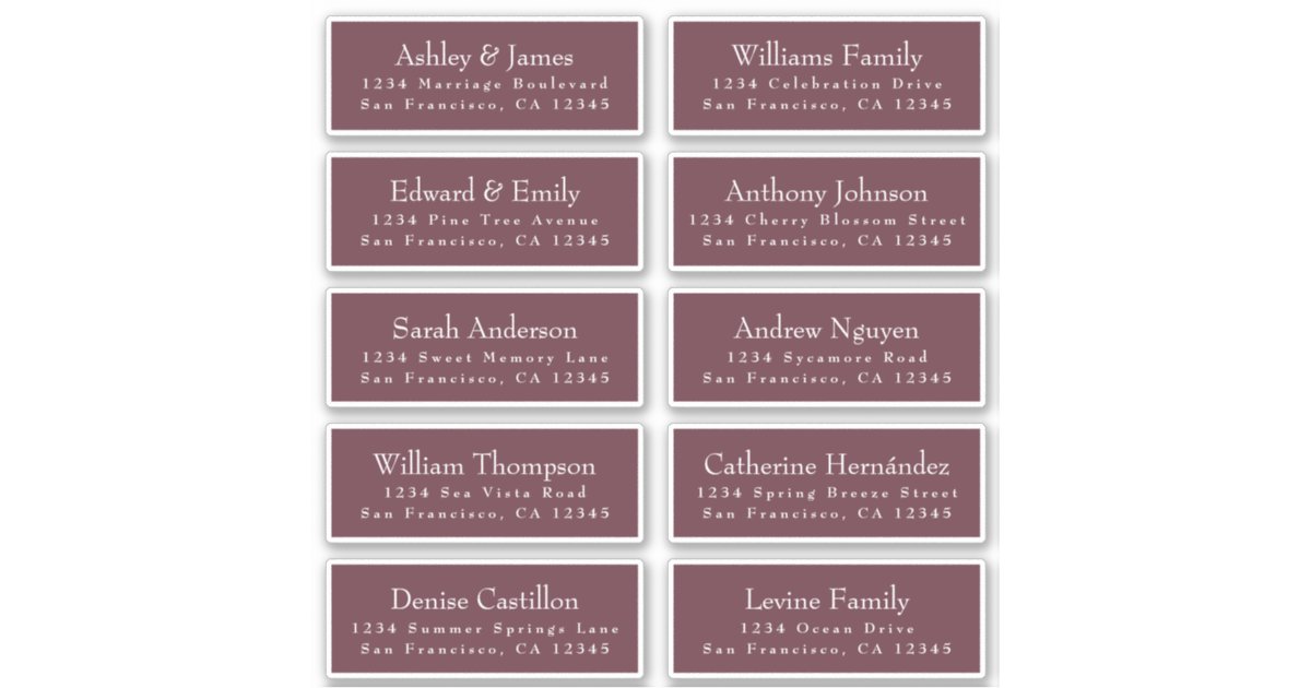 Chic Burgundy Wedding Guest Address Labels | Zazzle