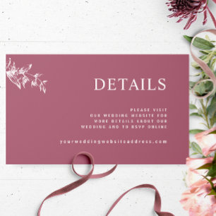 Chic Burgundy Wedding Website / Details Enclosure Card