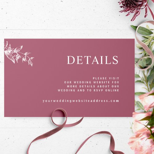 Chic Burgundy Wedding Website  Details Enclosure Card