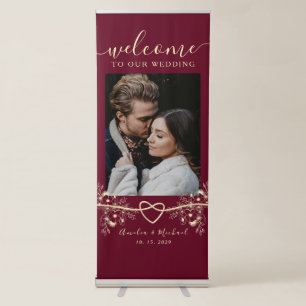 Chic Burgundy Welcome To Our Wedding Retractable Banner