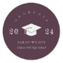 Chic Burgundy Wine Minimal Simple Graduation Classic Round Sticker
