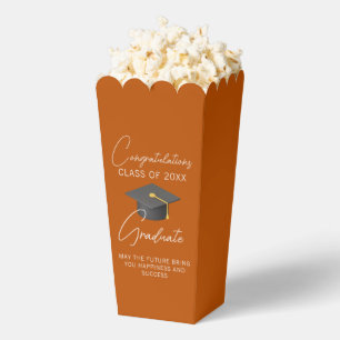 Chic Burnt Orange Graduation Party Popcorn Favor Boxes