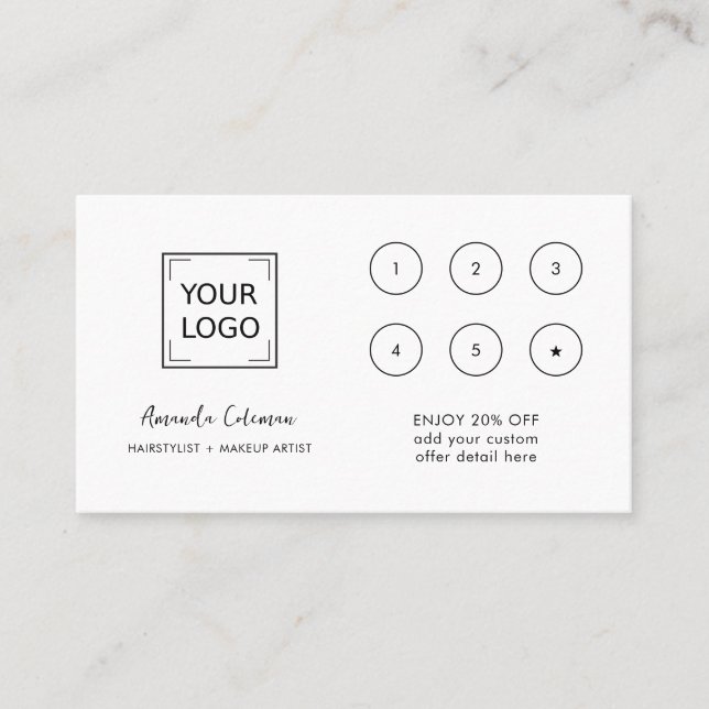 CHIC Business Reward 6 Punch Logo white BLACK Card (Front)