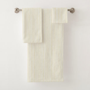 Chic Butter Yellow Stripes Bath Towel Set