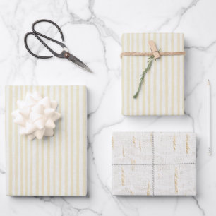 Chic Butter Yellow Stripes Bridal Shower Wrapping Paper Sheets