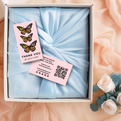 Chic Butterflies Customer Order Thank You QR Code  Business Card