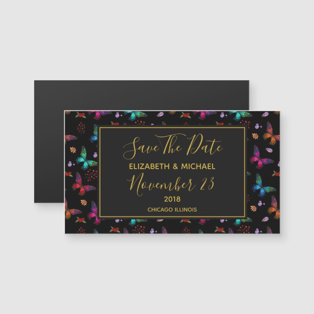 Chic Butterflies Wedding Save The Date (Front/Back)