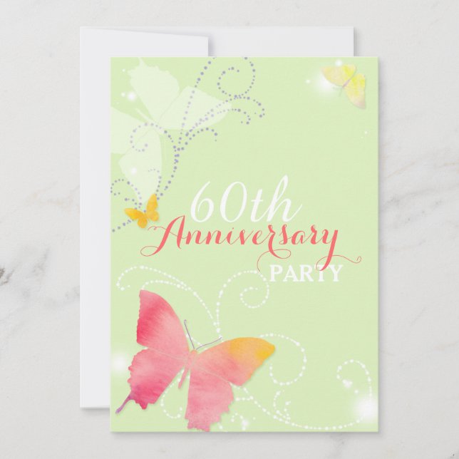 Chic Butterfly 60th Wedding Anniversary Party Invitation (Front)
