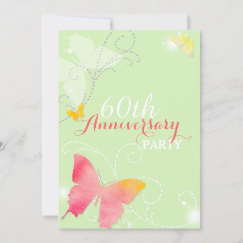 Chic Butterfly 60th Wedding Anniversary Party Custom Invite