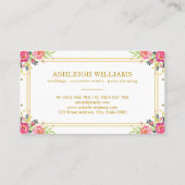 Chic Butterfly / Pink Watercolor Floral Business Card (Back)