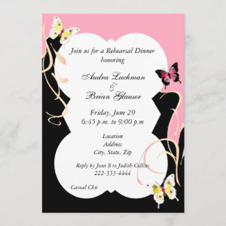Chic Butterfly Wedding Rehearsal Invitation