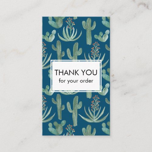 Chic Cacti  Succulents Watercolor QR Code Thanks Business Card
