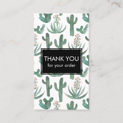 Chic Cacti  Succulents Watercolor QR Code Thanks Business Card