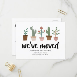 Chic Cactus and Plants New Home and Moving Invitation Postcard